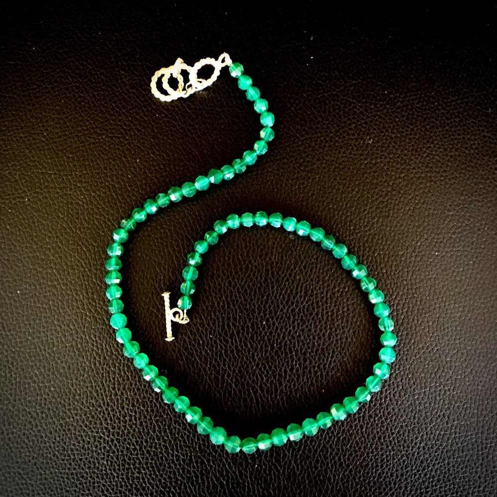 Emerald Green Glass Bead Necklace